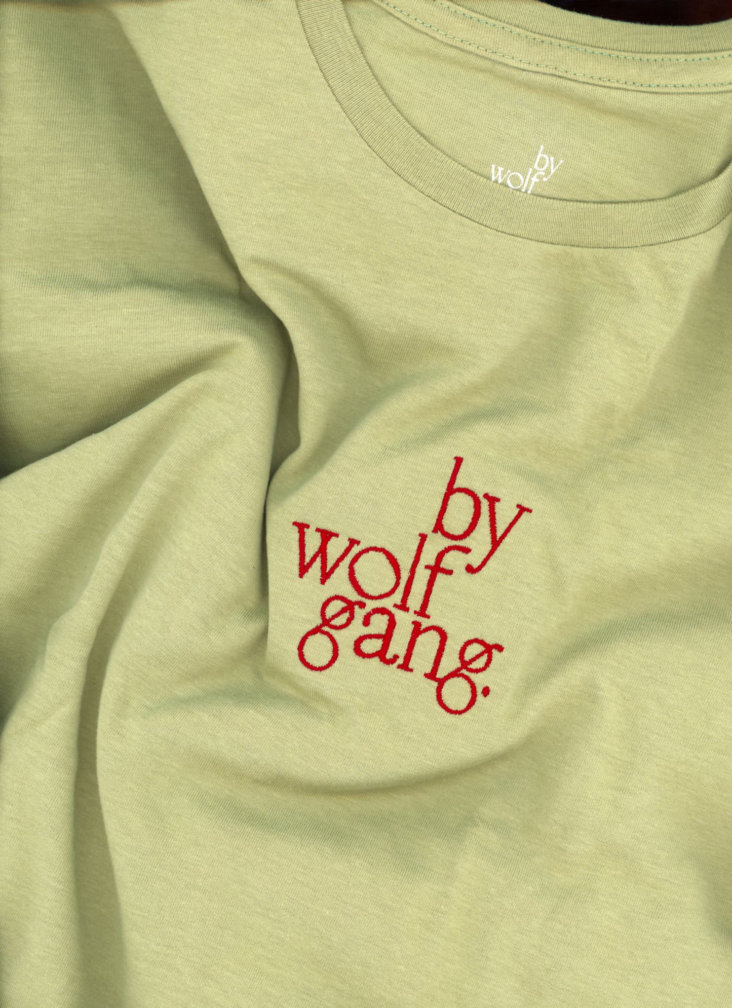 sage green embroidered logo high-waisted t-shirt
