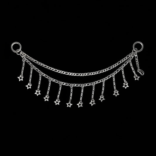 star fringed multichain/belt chain, displayed on a black background