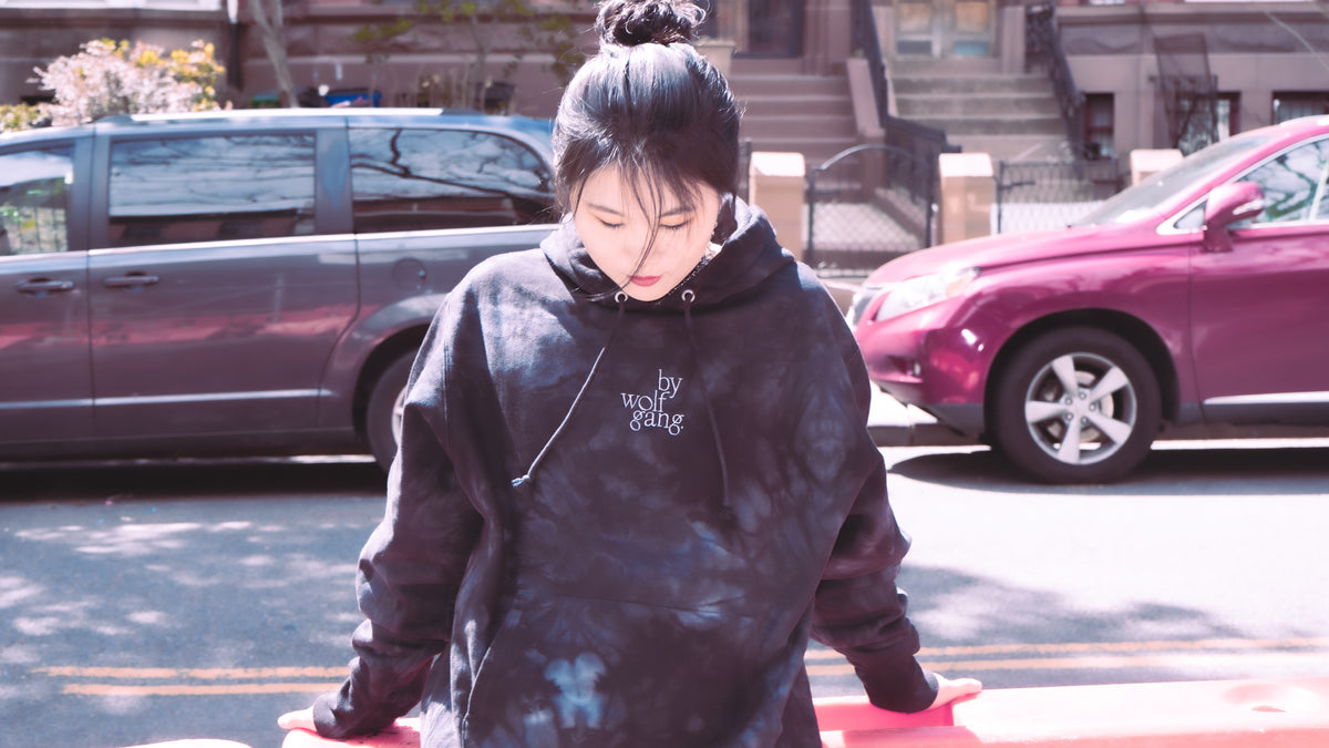 Embroidered Logo Monochrome Tie-Dye Hoodie