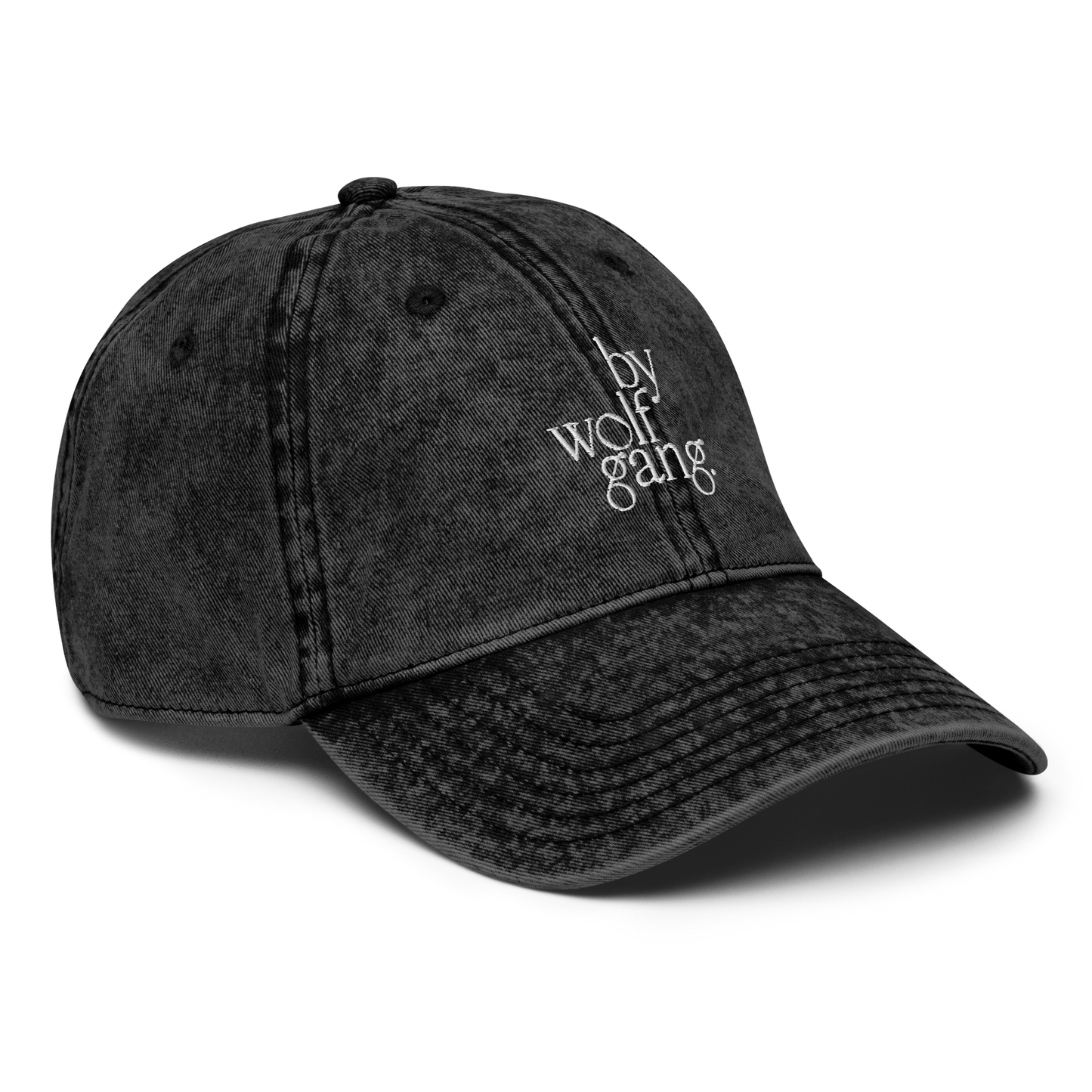 bywolfgang embroidered stonewash cotton twill dad cap