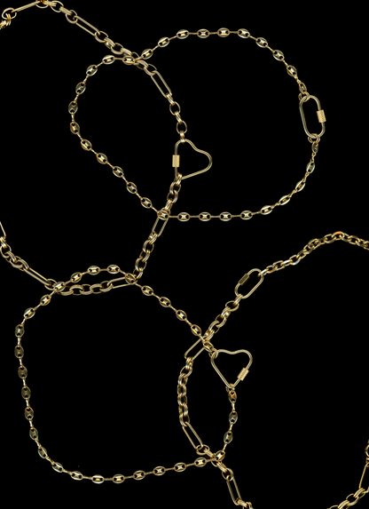 The Blake - Gold Plated Heart Carabiner Chain