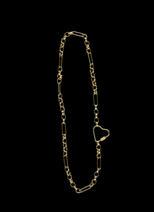 The Blake - Gold Plated Heart Carabiner Chain