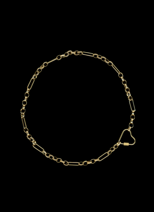 The Blake - Gold Plated Heart Carabiner Chain
