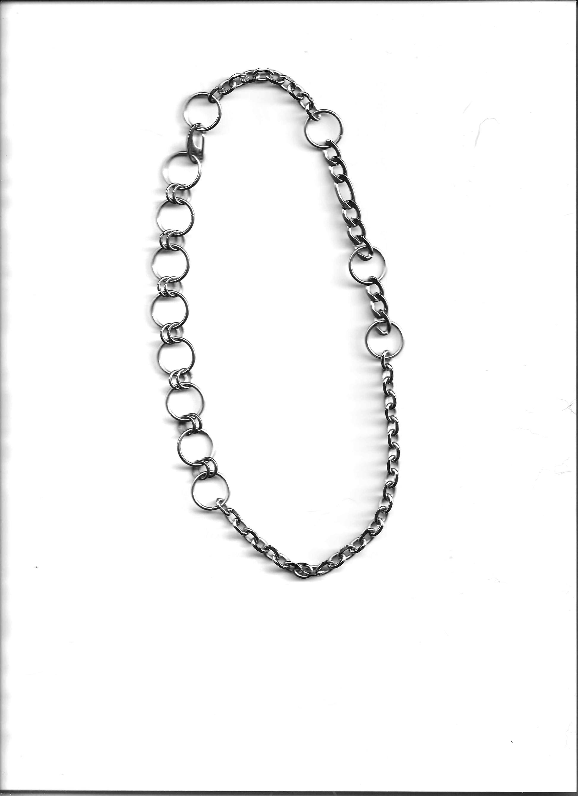 bywolfgang Remix N#013 necklace, rolo chain, silver stainless steel, lobster clasp, 18"