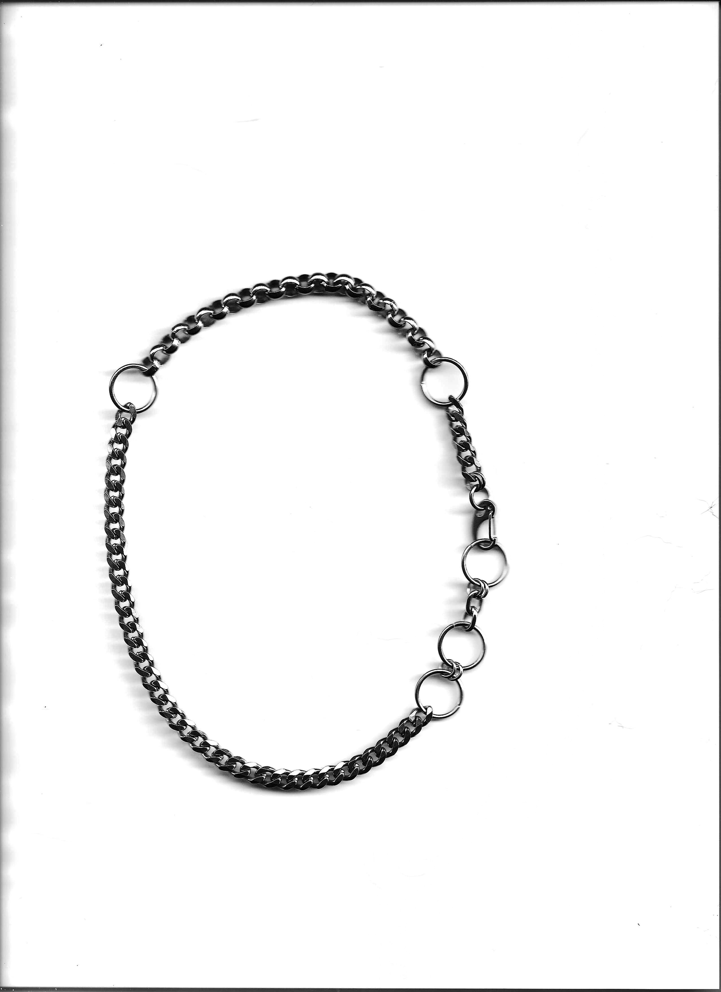 bywolfgang Remix N#001 necklace, rolo and cuban chain, silver stainless steel, spring-gate lobster clasp, 16.5"