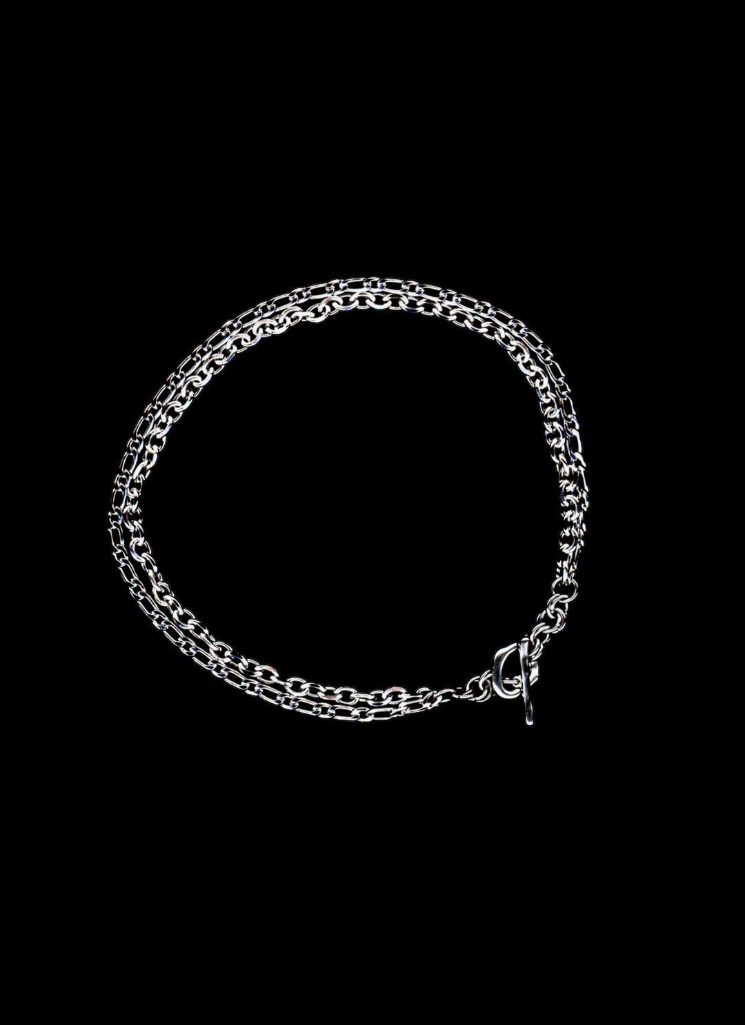 Stainless Steel chain necklace on a black background