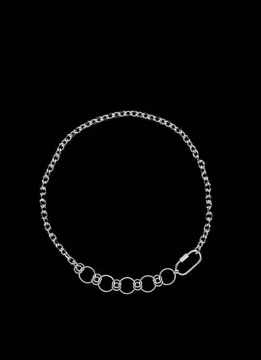 Stainless Steel Carabiner chain Necklace on a black background