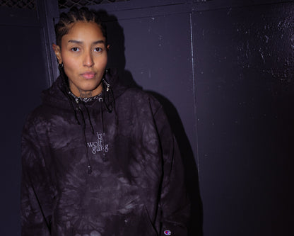 Embroidered Logo Monochrome Tie-Dye Hoodie