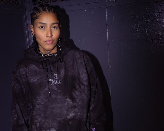 Embroidered Logo Monochrome Tie-Dye Hoodie