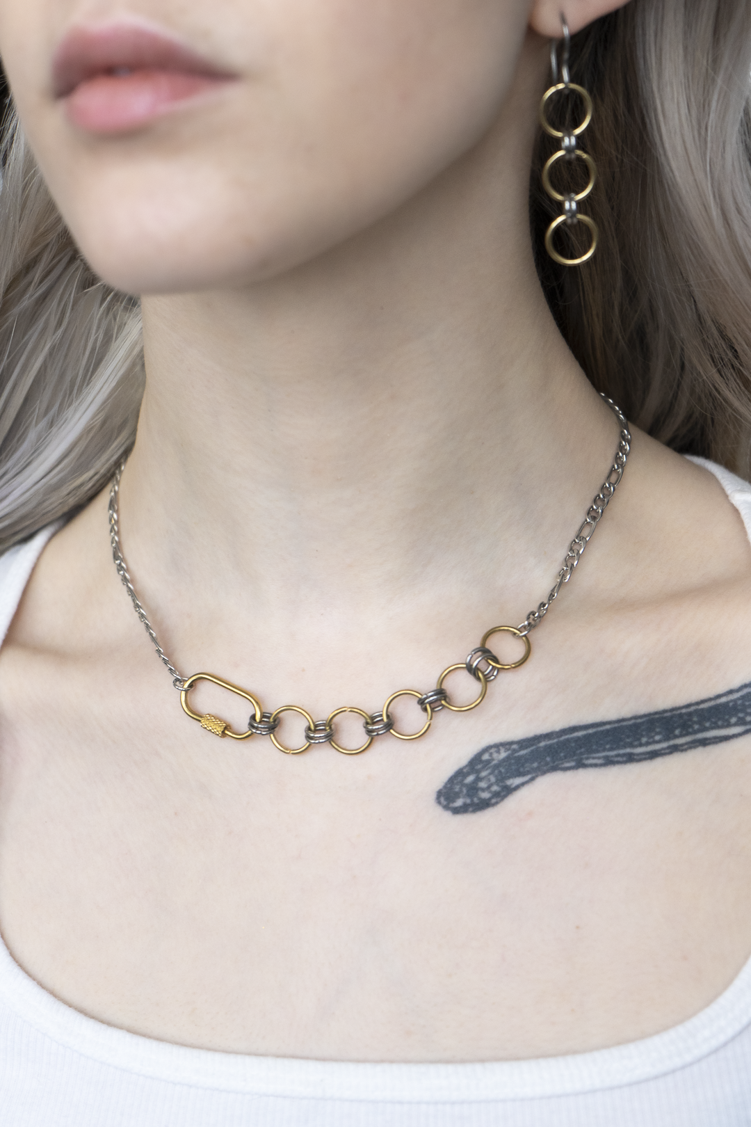The Sutton - Mixed Metal Chainmail Carabiner Chain