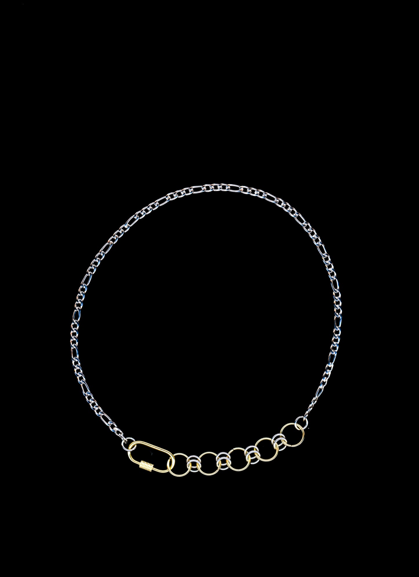 Mixed Metal Microfigaro Athena Orbit Carabiner Chain #7002