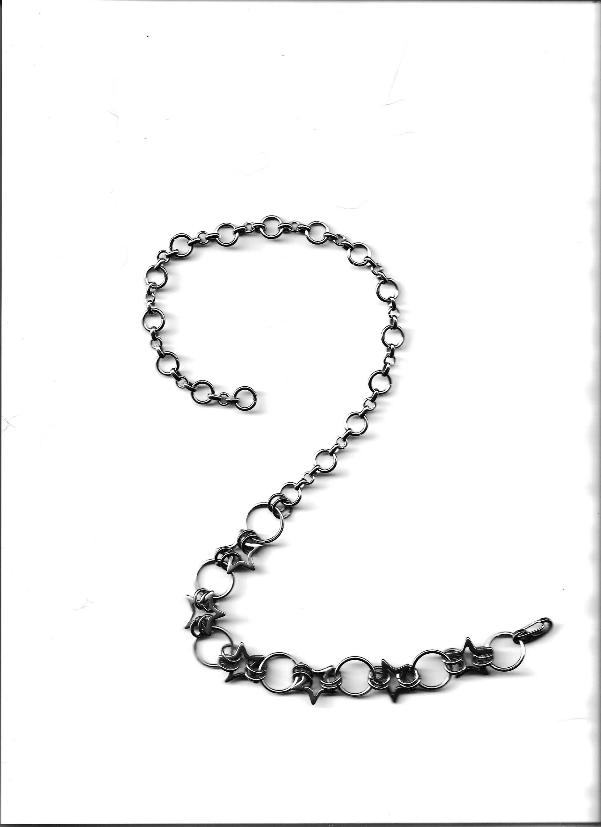 bywolfgang Remix N#017 necklace, round-link chain with star charm links, silver stainless steel, lobster clasp, 18"
