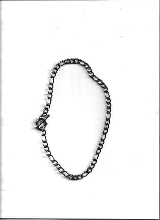 bywolfgang Remix N#018 necklace, figaro chain, silver stainless steel, organic toggle clasp, 17"